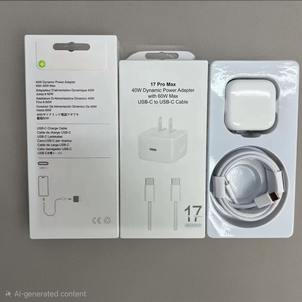 White 40W Dynamic Power Adapter with USB-C Cable